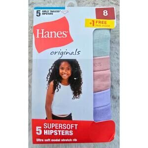 Hanes Originals Girls' Tagless Supersoft Hipsters, 5‎ Pack